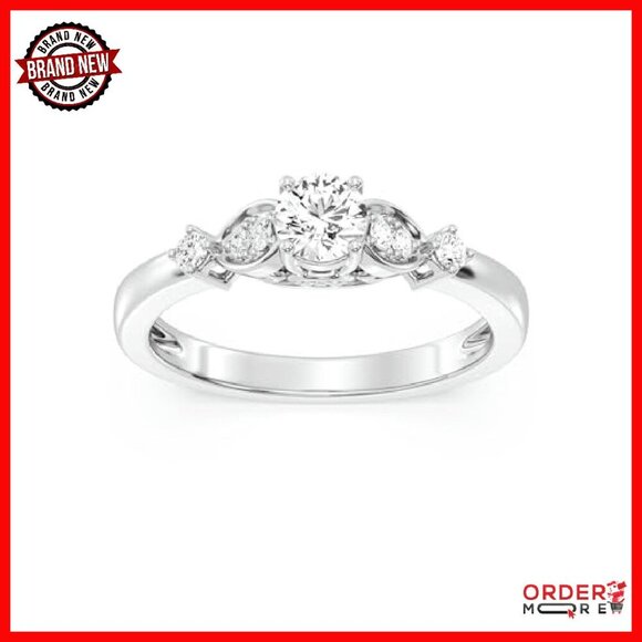 Brilliant Round Cut 0.5CT Lab Grown Diamond Engagement Ring  Lab-Grown Diamond Engagement Ring, 0.5ct, Sterling Silver, Size 7